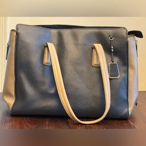 Tumi Briefcase, Navy and Tan